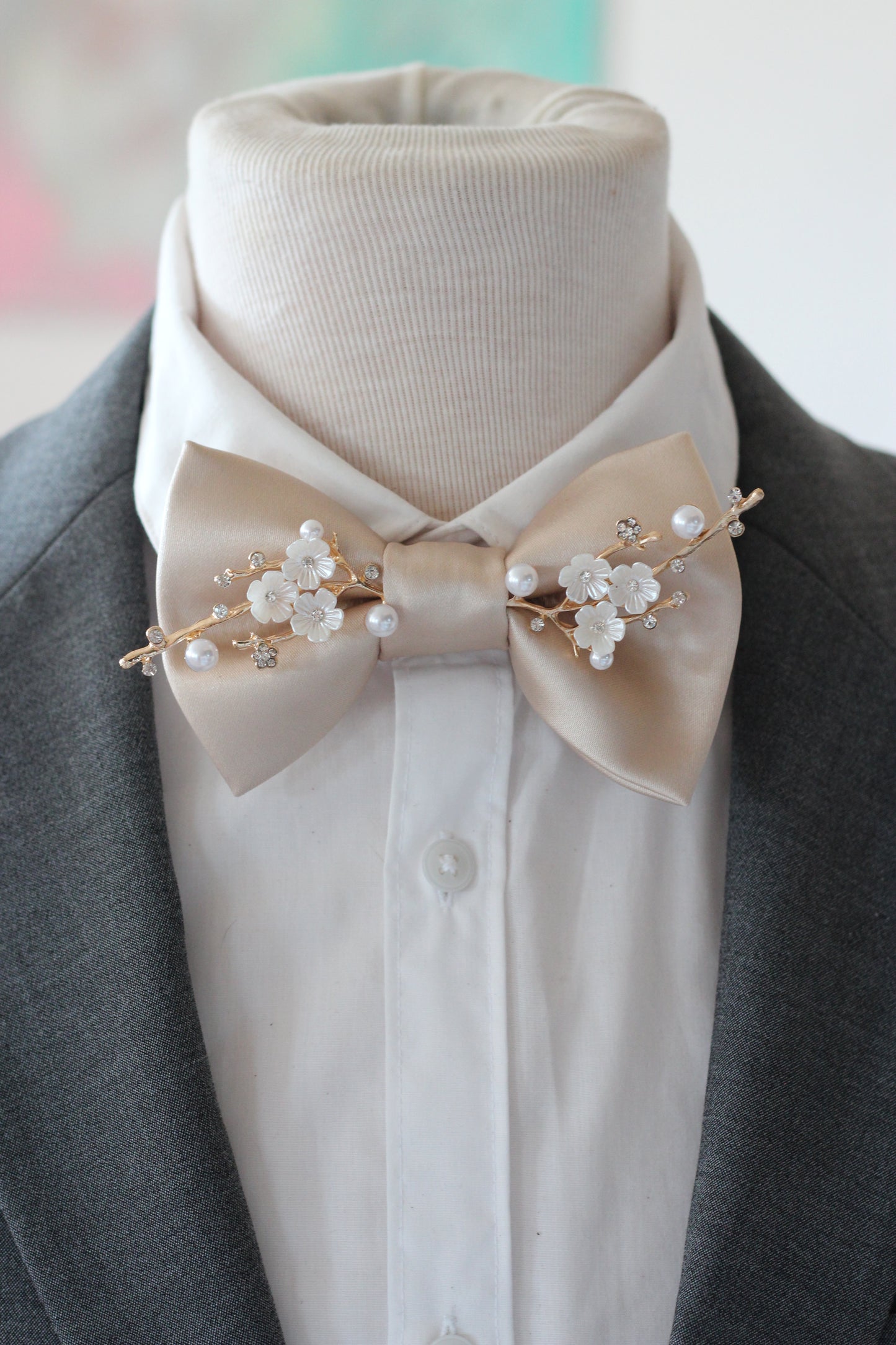 Beige ecru Hochzeit manner Fliegen, Herrenfliege satin, Beige ecru Hochzeit manner Fliegen, Herrenfliege satin, beige satin Herren fliege