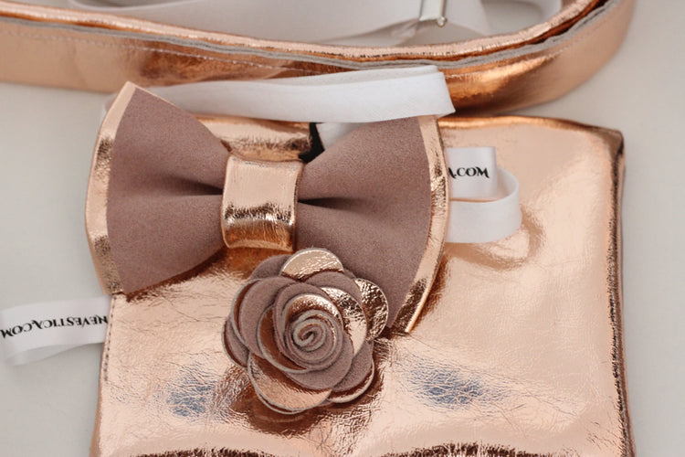 Rosegoldene Herren Brautigam hochzeit fliege, rosegoldene ansteckblume