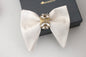 Weiße Satin HochzeitFliege mit Strassteinen