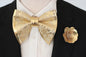 Herrenfliege gold Leder mit Ansteckblume