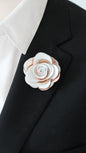 Blumenanstecknadel Roségold Leder