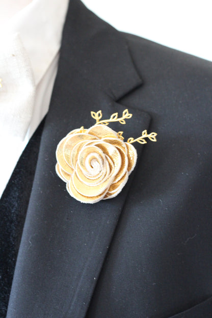 Leinen Herren Fliege mit Ansteckblume