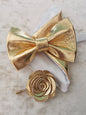 Herrenfliege gold Leder