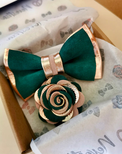 Smaragdgrüne Rosegoldene Herren Fliege
