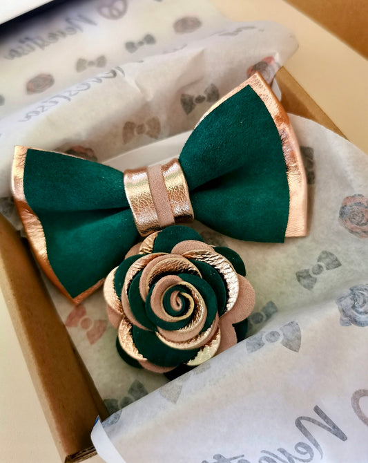Smaragdgrüne Rosegoldene Herren Fliege