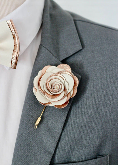 Rosegoldene Herren Fliege aus Leder